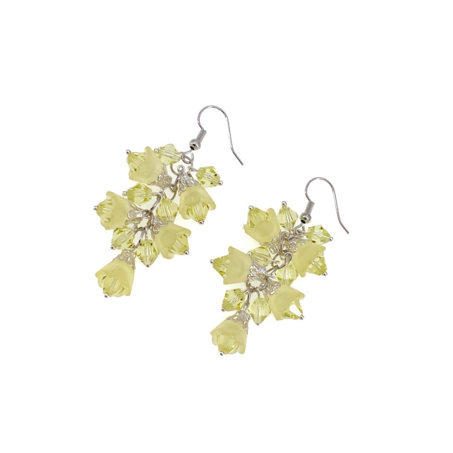 Yellow Flower Earrings, Jonquil Earrings, Pale Yellow Earrings, Light Yellow Earrings, Mothers
