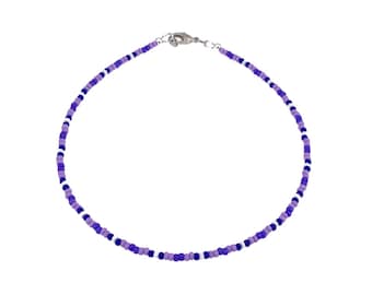 Purple Seed Bead Necklace, Purple Beaded Necklace, Seed Bead Choker Necklace, Dainty Purple Necklace, Birthday Gift, Gift For Sis, For her