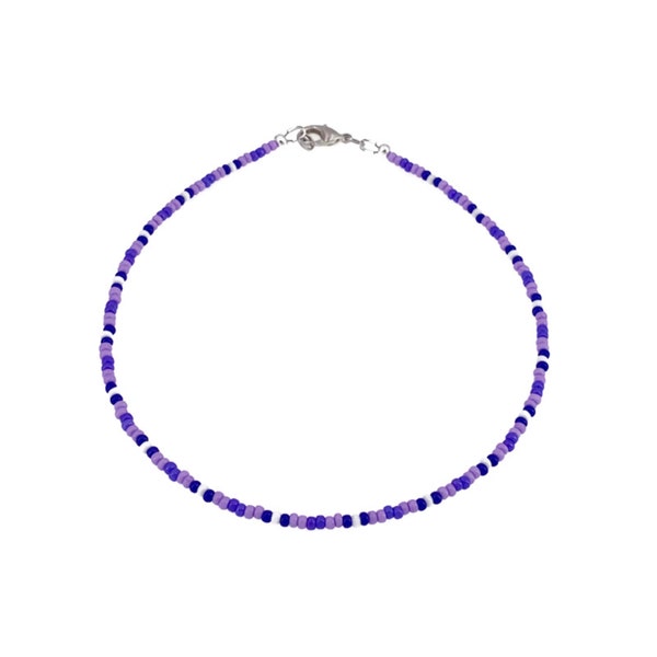 Purple Seed Bead Necklace, Purple Beaded Necklace, Seed Bead Choker Necklace, Dainty Purple Necklace, Birthday Gift, Gift For Sis, For her