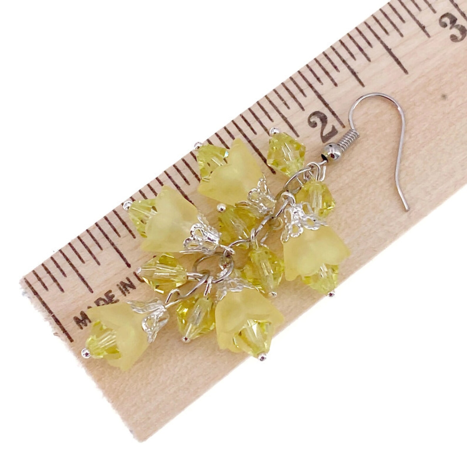 Yellow Flower Earrings, Jonquil Earrings, Pale Yellow Earrings, Light Yellow Earrings, Mothers