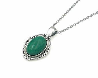Green Jade Pendant, Green Stone Pendant, Birthday Gift, Gift For Her, Gift For Women, Oval Pendant, Green Gemstone Pendant, Jade Gifts, Gift