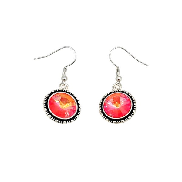 Orange Dangle Earrings, Orange Crystal Earrings, Birthday Gift, Gift For Her, Gift For Women, Orange Gifts, Small Gifts, For Women, For Her