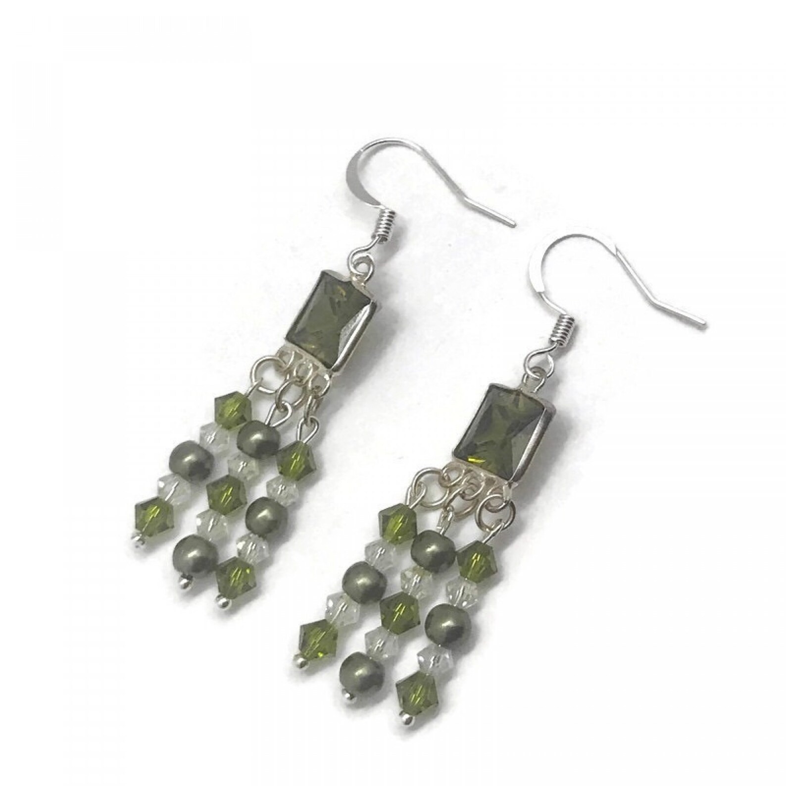 Olive Green Earrings Olivine Earrings Dark Olive Earring Etsy