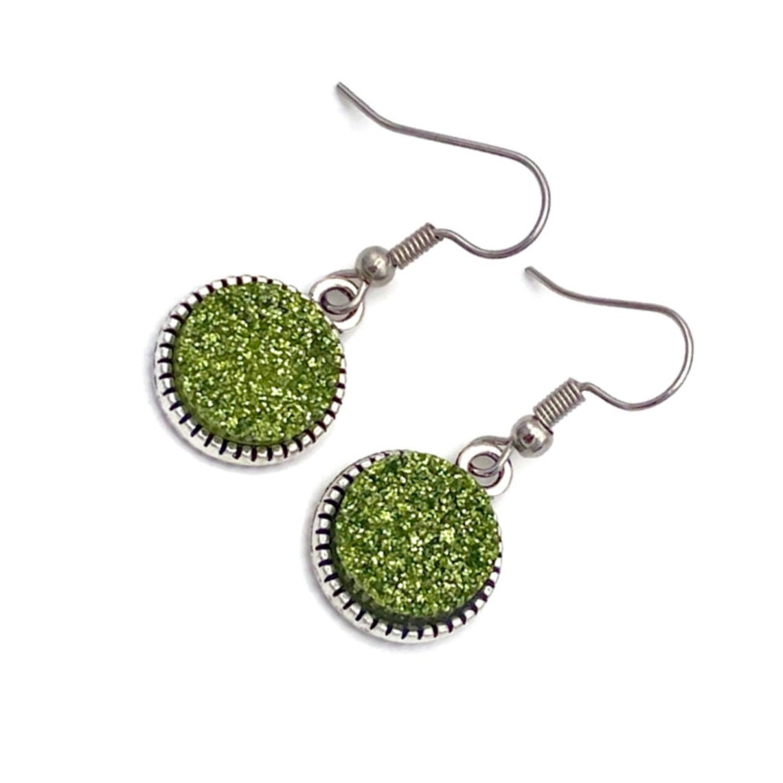 Olive Green Earrings Olive Earrings Olive Dangle Earrings Etsy