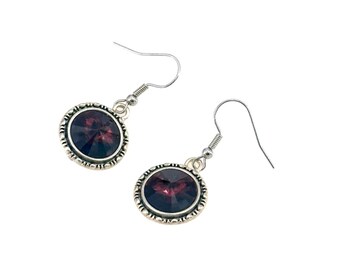 Burgundy Earrings, Maroon Earrings, Wine Red Earrings, Burgundy Crystal Earrings, Small Gifts, Crimson Earrings, Birthday Gift, Gift For Her