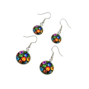 Folk Art Earrings, Folk Art Flowers, Polish Gifts, Polish Folk Art Earrings, Folk Art Jewelry, Birthday Gift, Gift For Women, Gift For Her