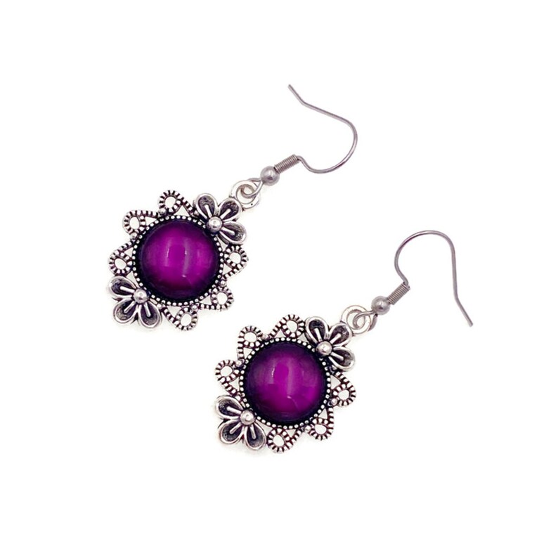 Dark Purple Earrings Deep Purple Earrings Purple Dangle Etsy