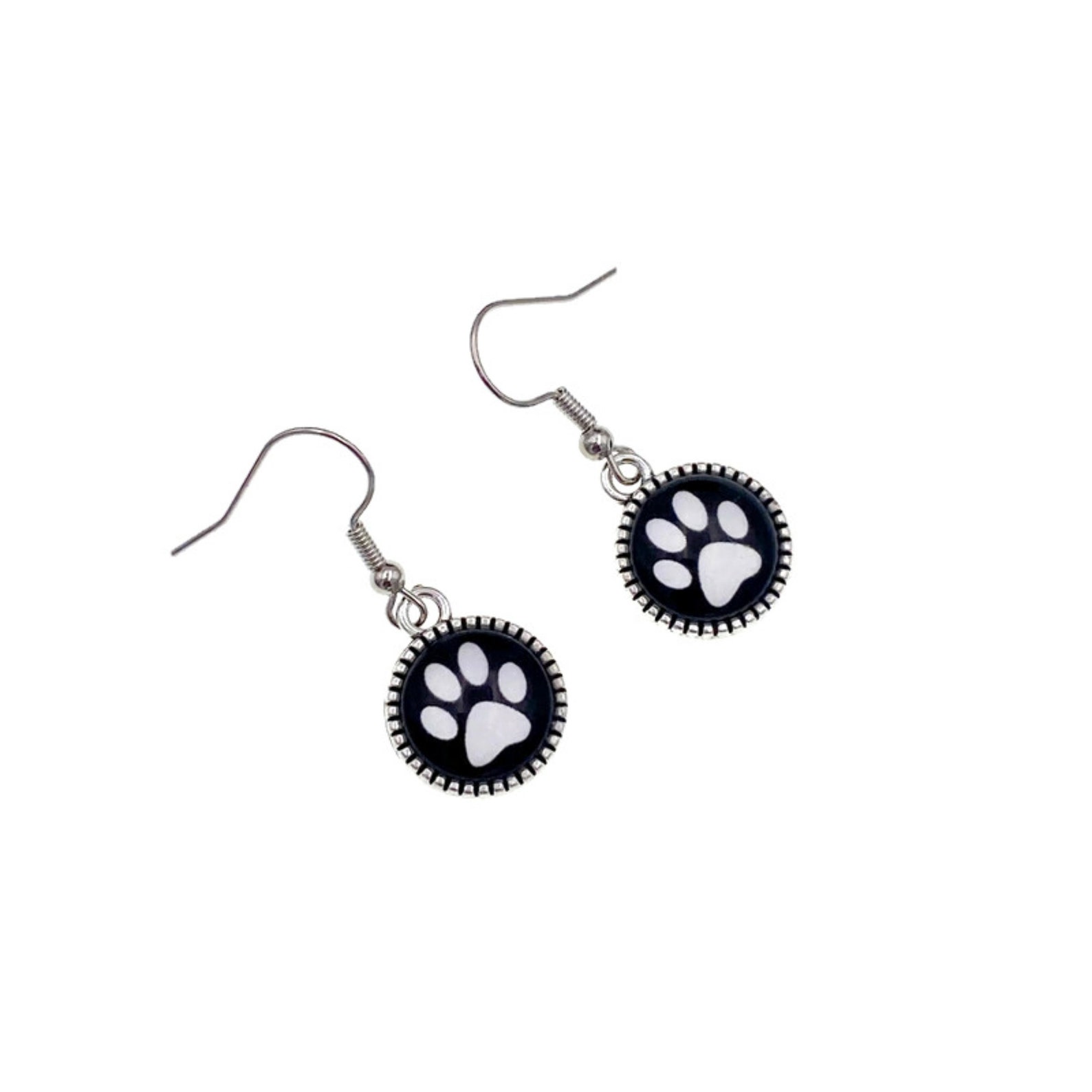 Paw Print Dangle Earring Paw Print Earrings Dog Paw Print Etsy