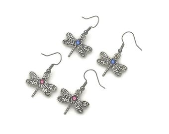 Dragonfly Earrings, Summer Earrings, Blue Dragonfly Earring, Dragonfly Jewelry, Dragonfly Gift, Birthday Gift, Gift For Sis, Cute Dragonfly