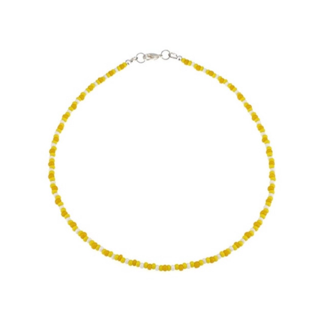 Yellow Seed Bead Necklace Yellow Glass Bead Necklace Etsy