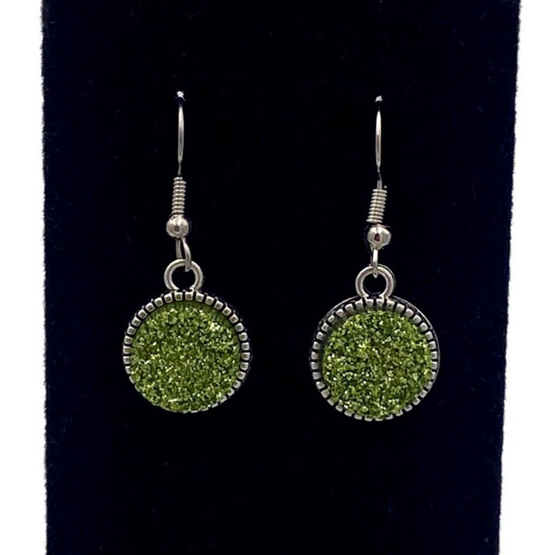 Olive Green Earrings Olive Earrings Olive Dangle Earrings Etsy