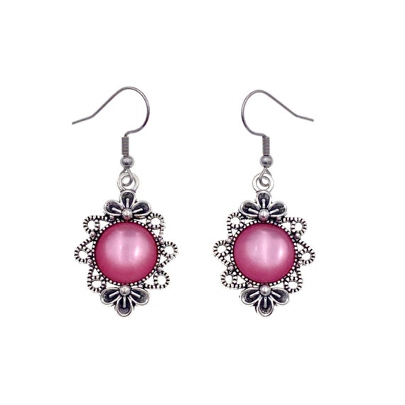 Pink earrings dangle deals