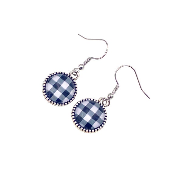 Black and white buffalo plaid earrings outlet