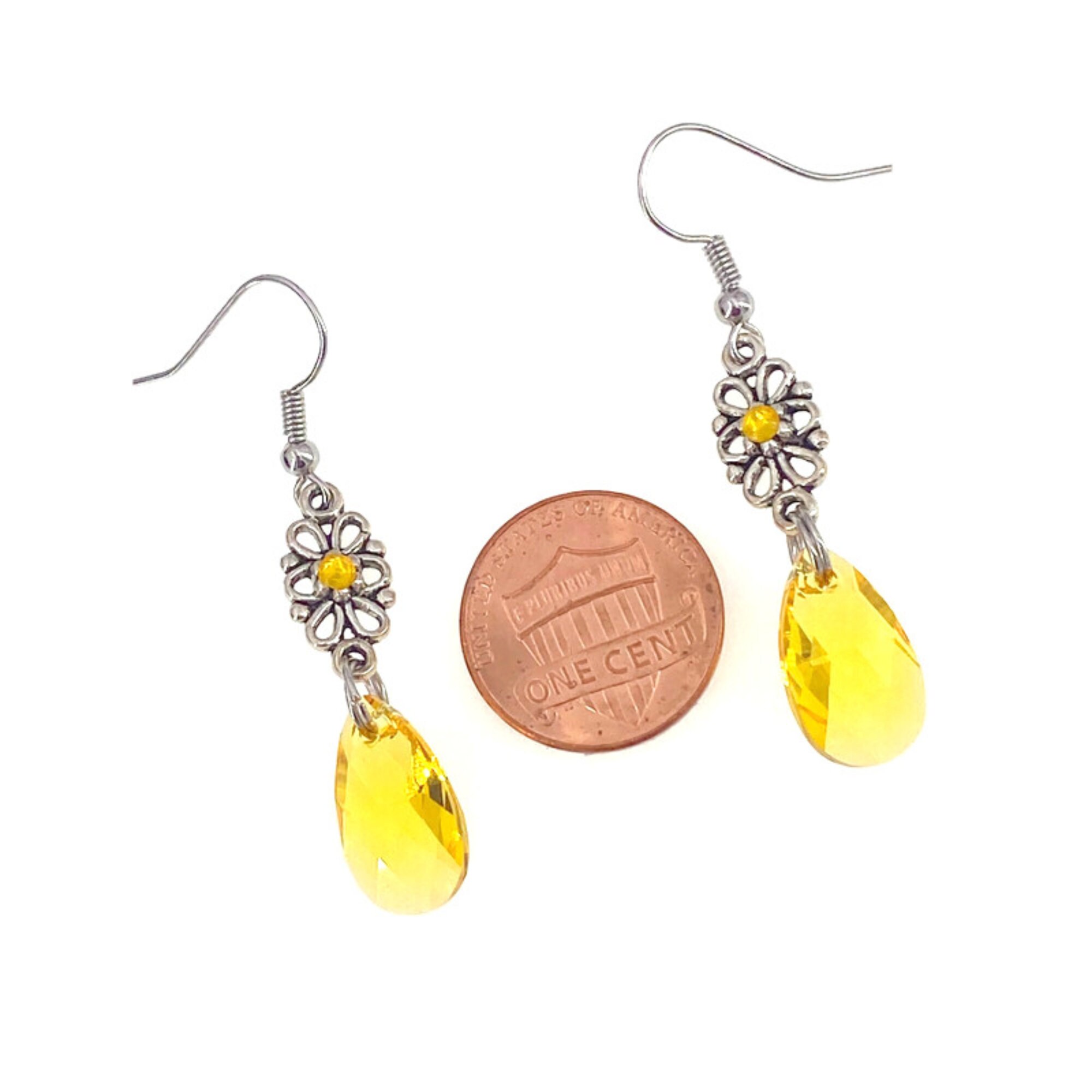 Yellow Dangle Earrings Yellow Crystal Earrings Yellow Etsy