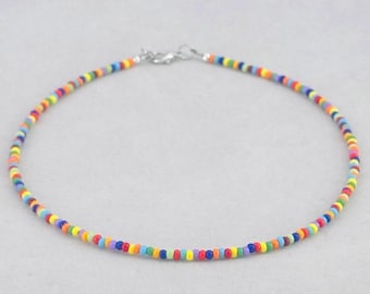 Colorful Seed Bead Choker, Multi Color Necklace, Seed Bead Necklace, Seed Bead Choker, Beaded Choker, Birthday Gift, Gift For Sis, Gift Girl