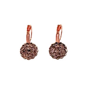 Rose Gold Druzy Earrings, Rose Gold Earrings, Rose Gold Lever Back Earrings, Rose Gold Jewelry, Birthday Gift, Gift For Her, Rose Gold Gift