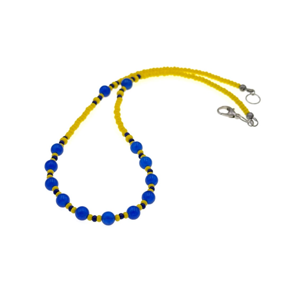 Blue and Yellow Necklace Yellow and Blue Necklace Blue and Etsy