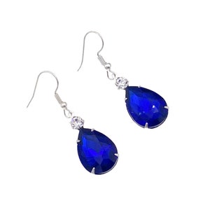 Sapphire Blue Earrings, Blue Earring, Blue Teardrop Earring, Sapphire Dangle Earrings, Blue Crystal Earrings, Birthday Gift, Gift For Sister