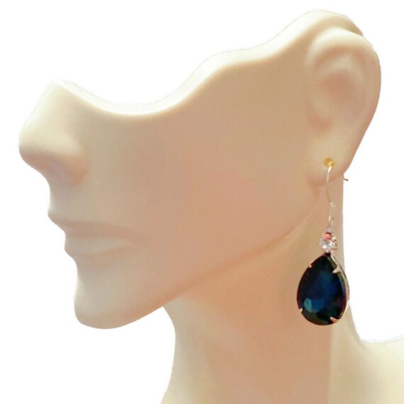 Navy Blue Drop Earrings Navy Blue Earrings Navy Earrings