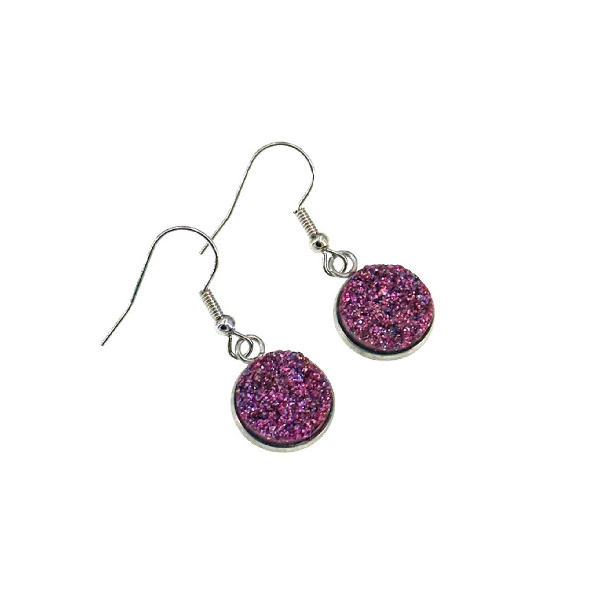 Plum Earrings Purple Druzy Earrings Birthday Gift Druzy Dangle Earring Druzy Drop Earrings Plum Drop Earrings Small Gift Gift for Her Etsy