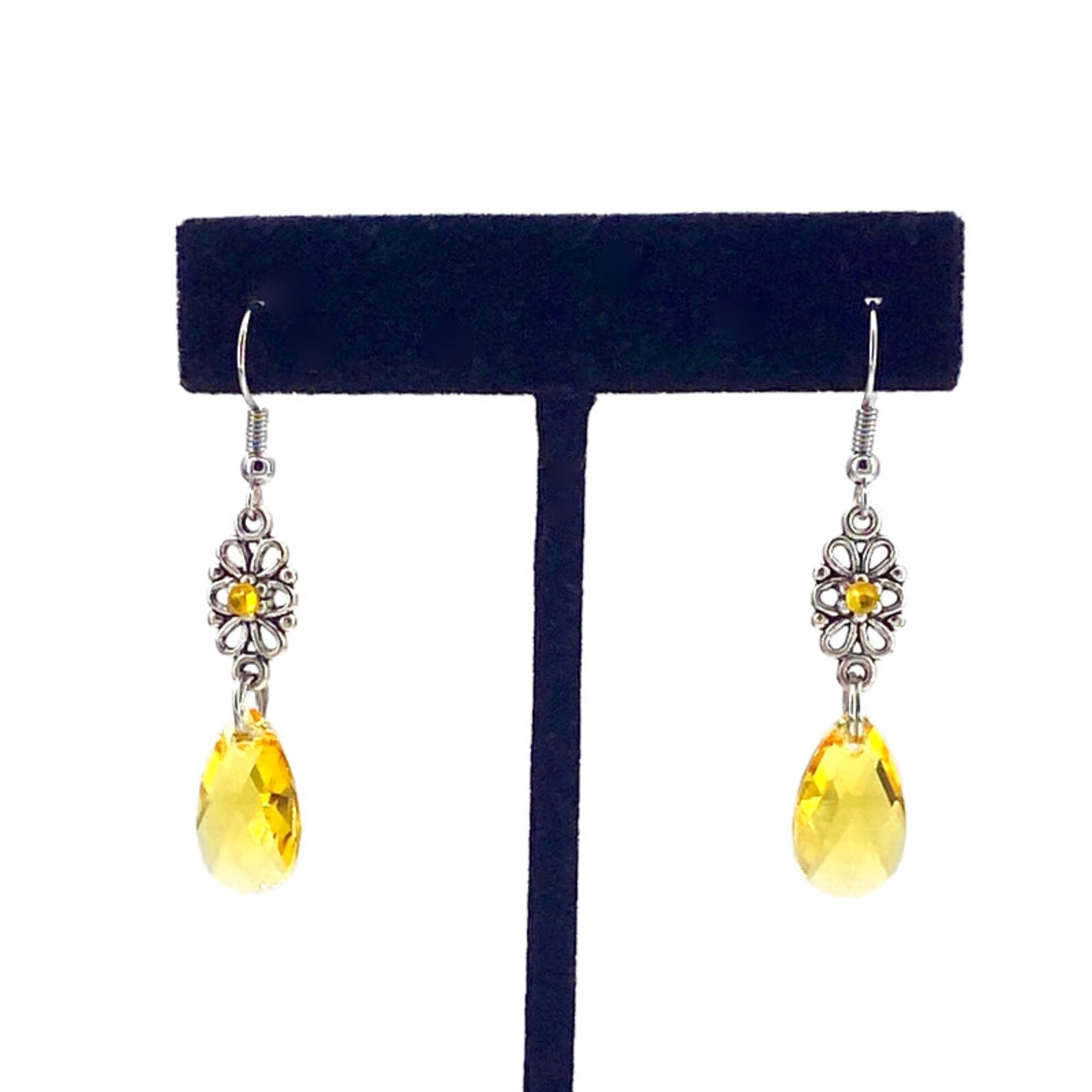 Yellow Dangle Earrings Yellow Crystal Earrings Yellow Etsy