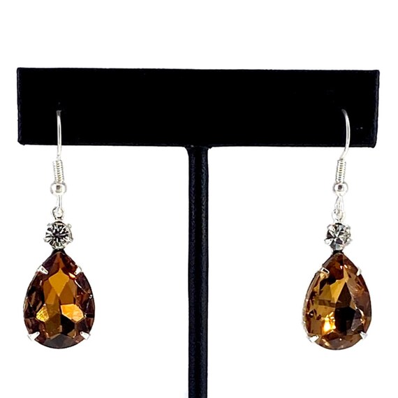 Color Block Drop Earrings, Smoky Topaz