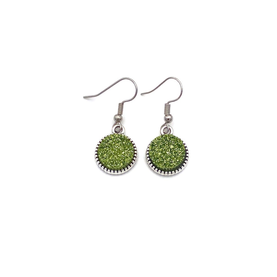 Olive Green Earrings Olive Earrings Olive Dangle Earrings Etsy