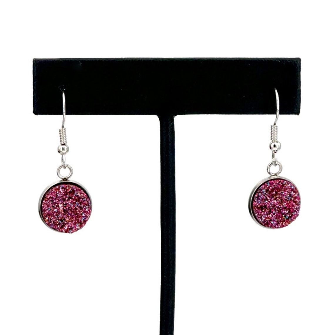 Plum Earrings Purple Druzy Earrings Birthday Gift Druzy Etsy