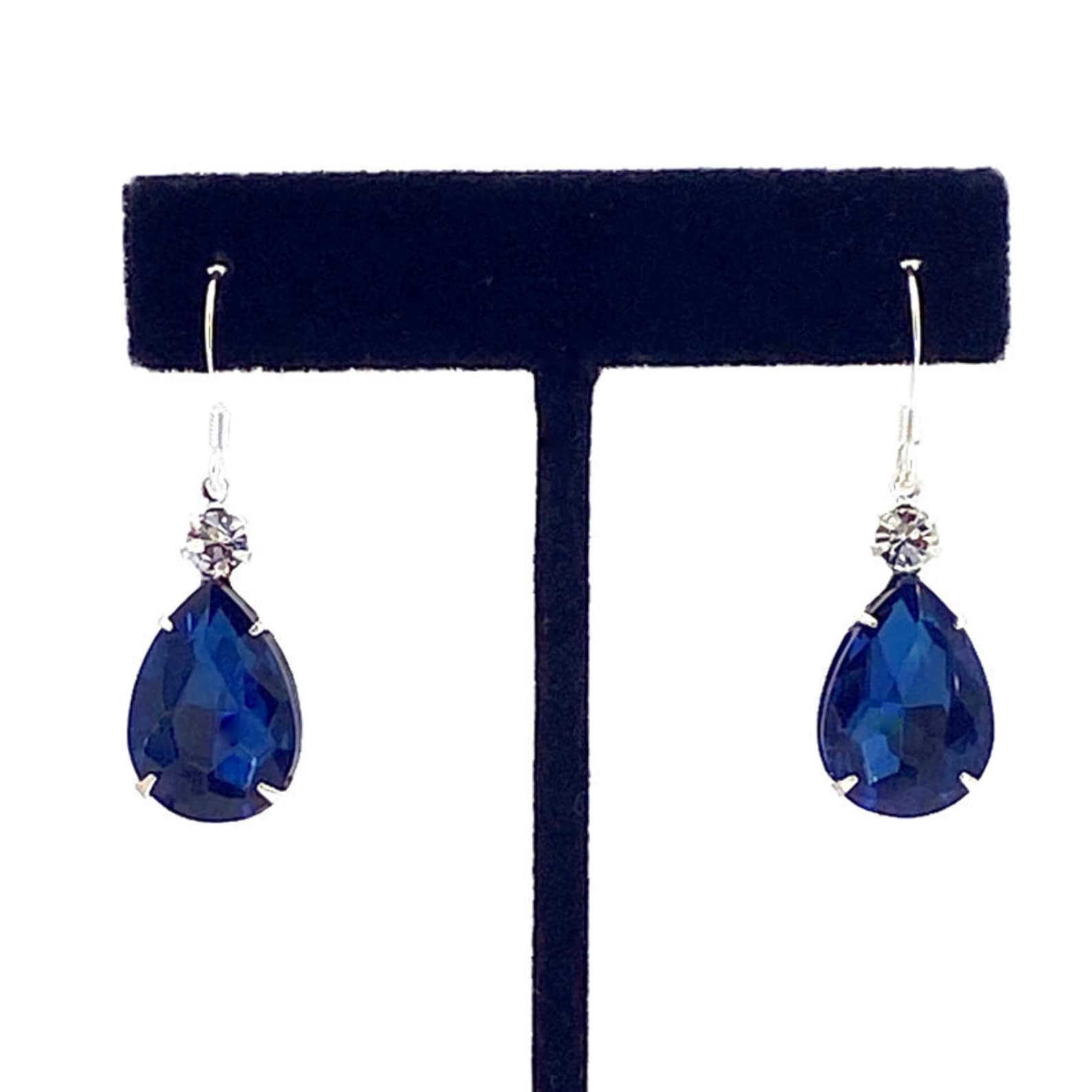 Navy Blue Drop Earrings, Navy Blue Earrings, Navy Earrings, Montana