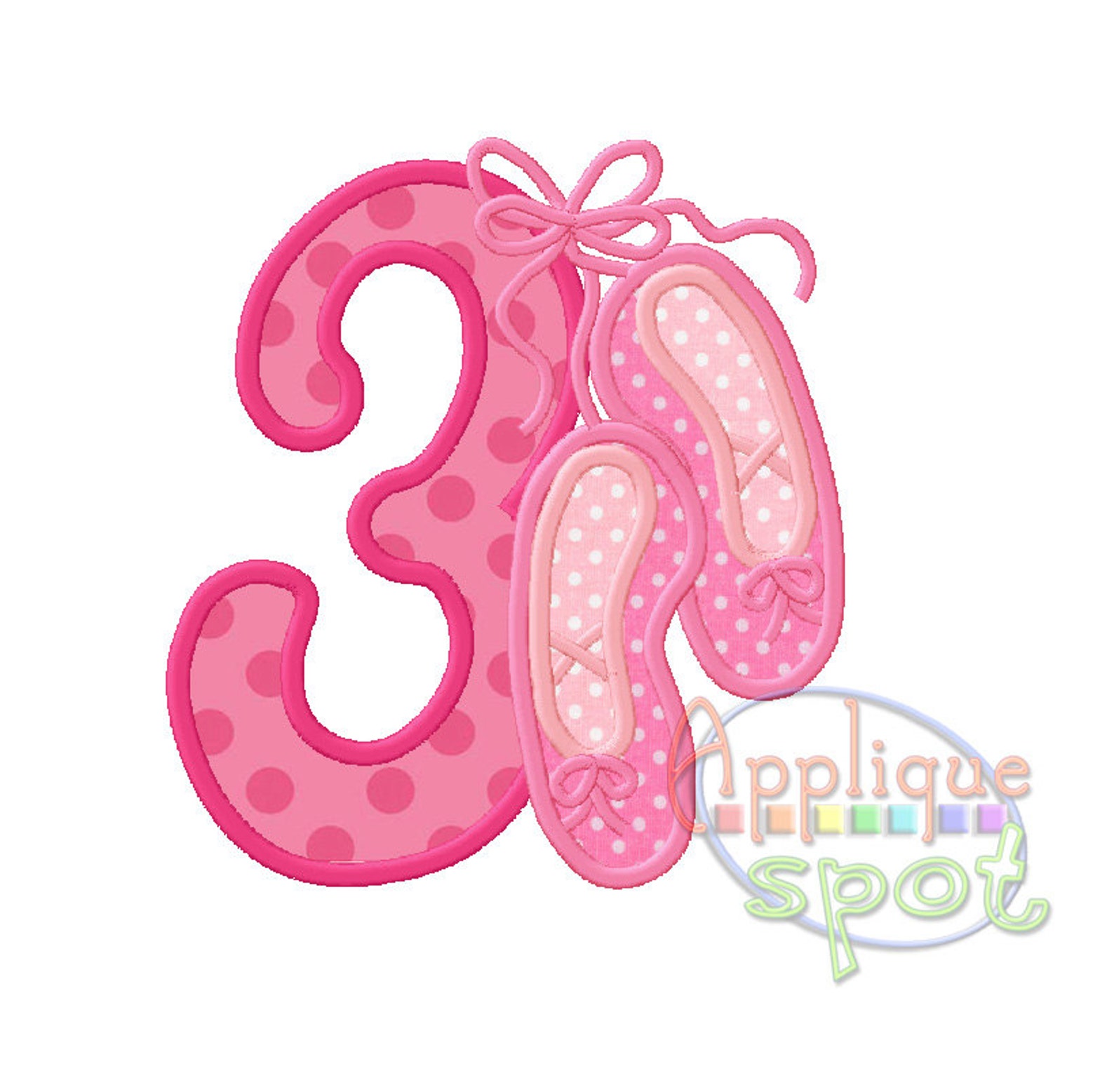 ballet third 3rd birthday baby girl 3 - 4x4 5x7 6x10 applique design embroidery machine -instant download file