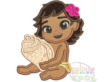 Baby Moana <4 sizes included: 4x4 5x7 6x10 7x12> Applique Design Embroidery Machine -Instant Download File
