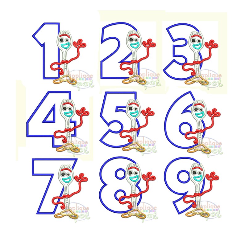 Forky toy story birthday numbers set 1 9 4 sizes included etsy