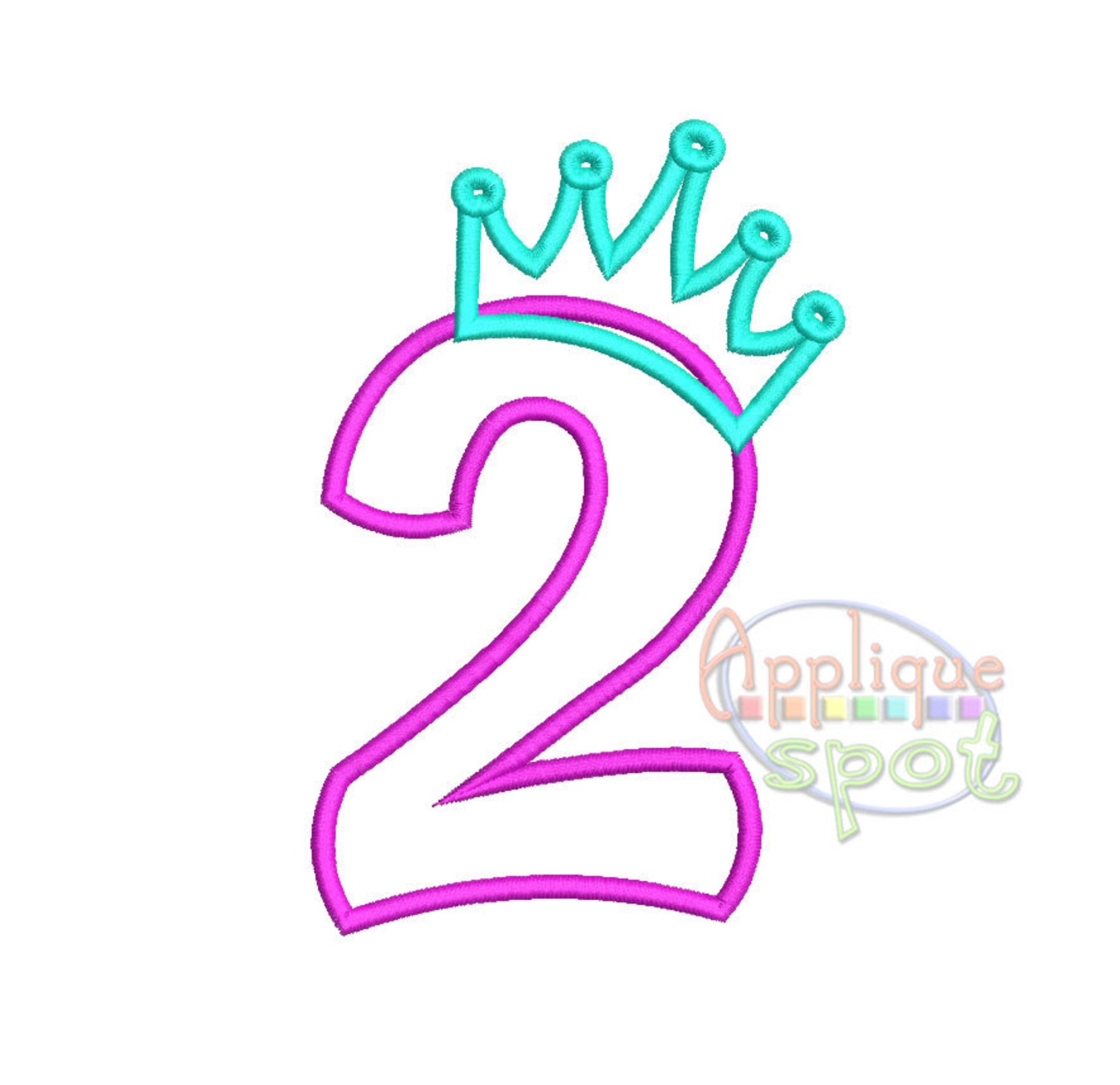 Princess Crown Second 2nd Birthday 2 4x4 5x7 6x10 Applique Etsy