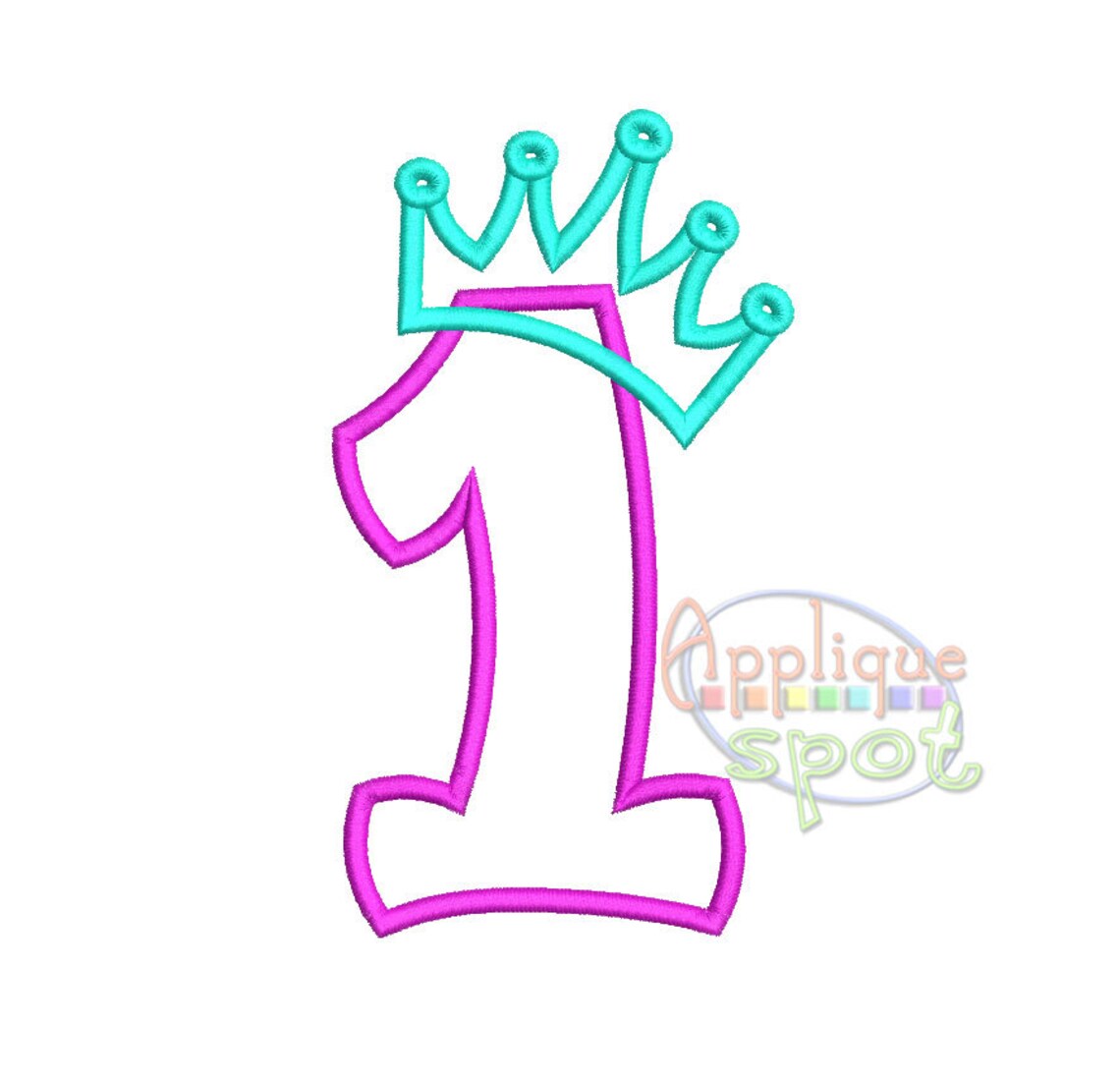 Princess Crown First 1st Birthday 1 4x4 5x7 6x10 Applique | Etsy
