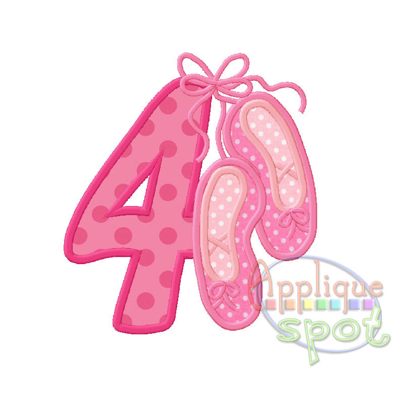 ballet fourth 4th birthday baby girl 4 - 4x4 5x7 6x10 applique design embroidery machine -instant download file