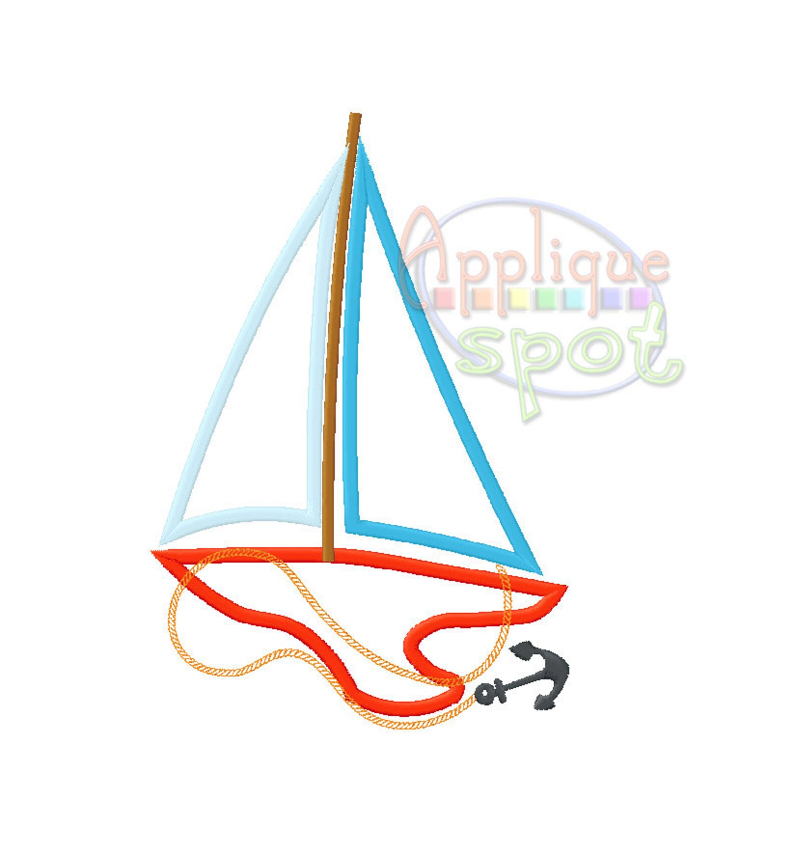 Nautical Sailboat 4x4 5x7 6x10 Applique Design Embroidery Etsy