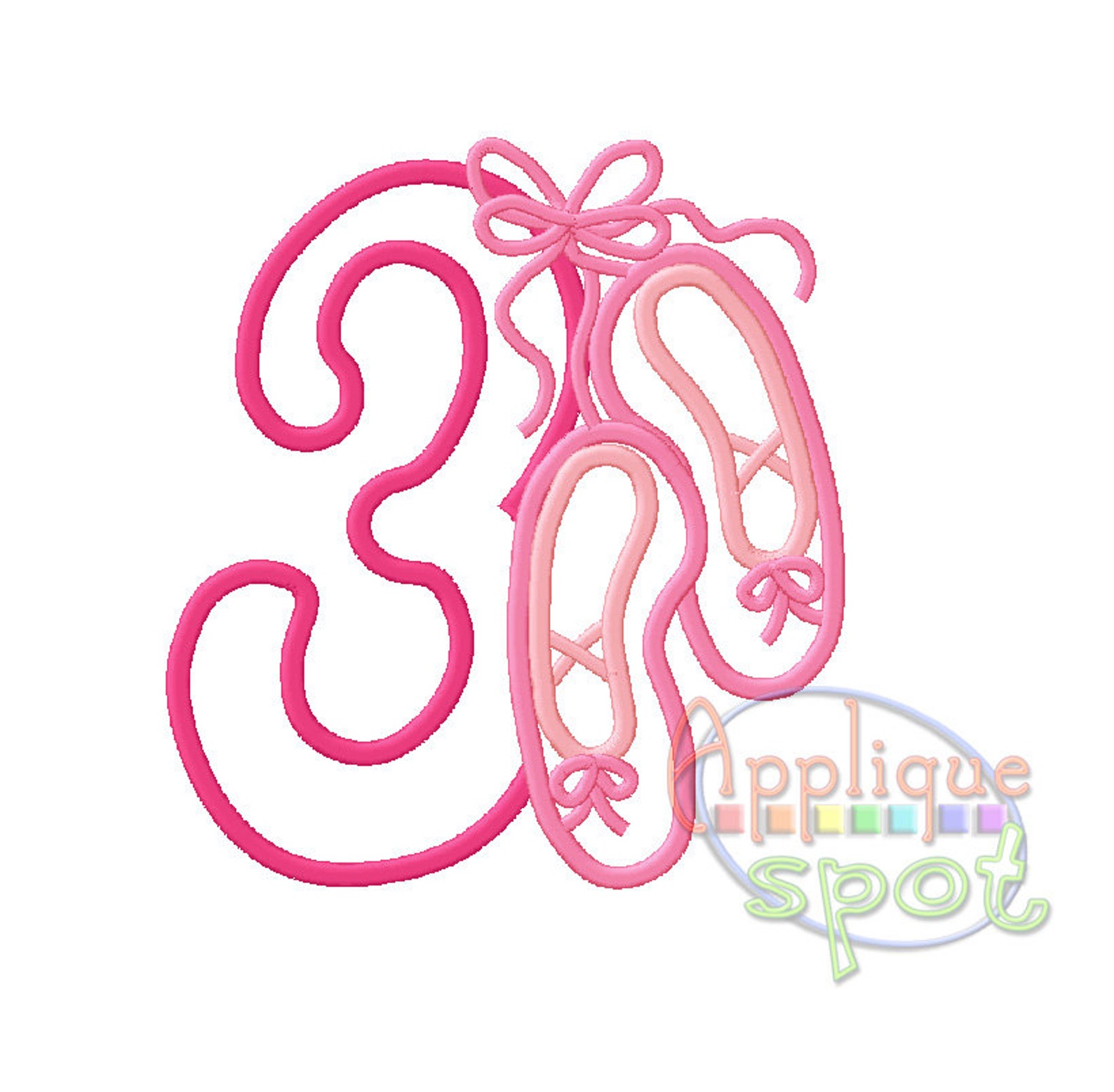 ballet third 3rd birthday baby girl 3 - 4x4 5x7 6x10 applique design embroidery machine -instant download file