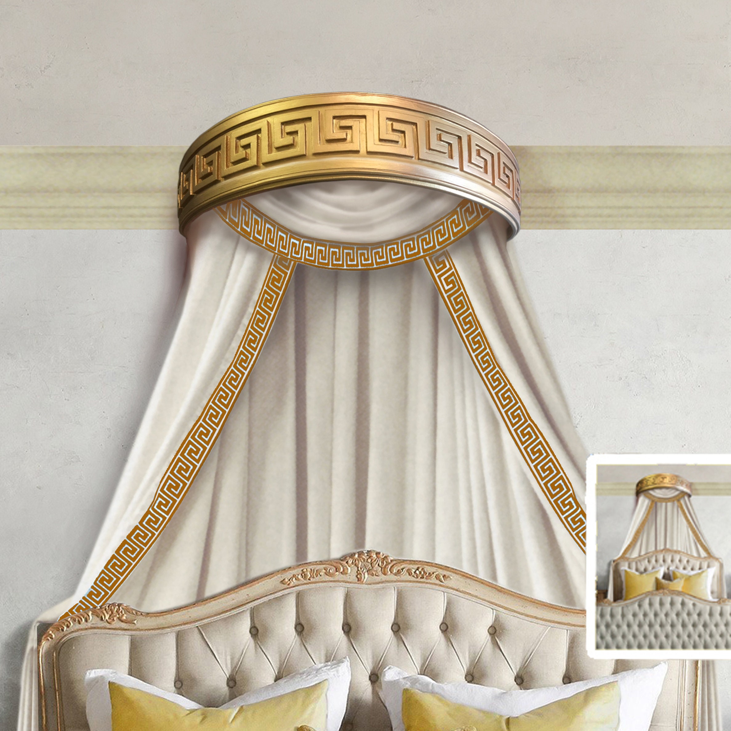 Greek Key Bed Crown Beautifully Handcrafted For Your Bedroom Etsy