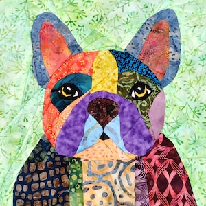 French Bulldog Quilt Pattern | Frenchie the Cutie-Pie FPP Dog Design | Foundation Paper Piecing Animal PDF