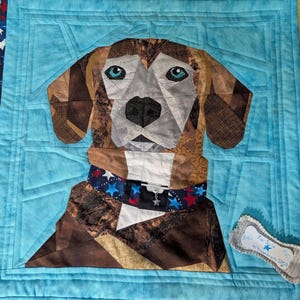 Dog FPP Quilt Pattern – Rex the Dog – 17” & 20” Foundation Paper Piecing Block PDF