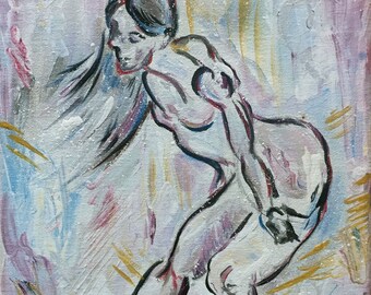 Abstract Impressionist Figurative Painting - Acrylic Art - 11x14 on Canvas