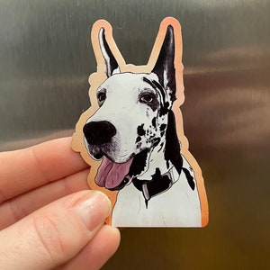 Great Dane MAGNET - Harlequin Black & White Great Dane Dog Magnet