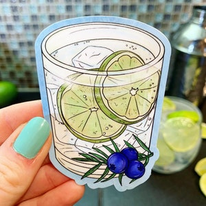 Gin & Tonic STICKER - Original Procreate Drawing on Waterproof Vinyl Decal