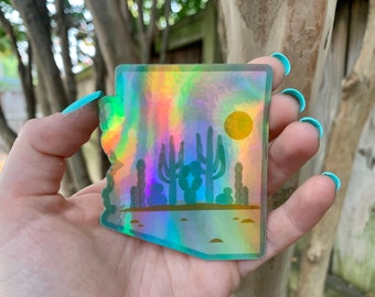 Arizona Holographic STICKER - Desert/Cactus - State Stickers