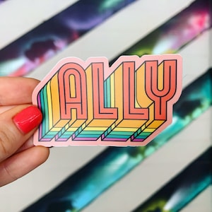Ally - Rainbow Pride Retro Font Sticker