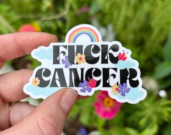 Sticker F*ck Cancer Flower - 3" brede glanzende vinylsticker