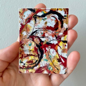 Tocar y derretir STICKER 3" x 2.24" (Basado en arte abstracto original)