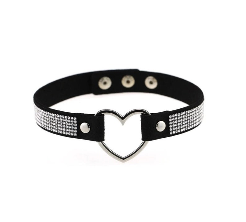 Supplies Jewelry Black Rhinestone Heart Choker Necklace Music Festival EDM Cheap Rave Wear Party Fashion Rave