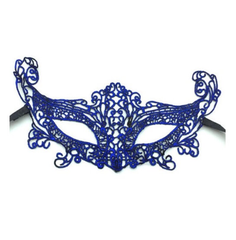 Blue Lace Mardi Gras Mask Masquerade Mask Festival Mask Soft Bendable Mask With Ribbon Tie Lace Masquerade Mask Rave Mask
