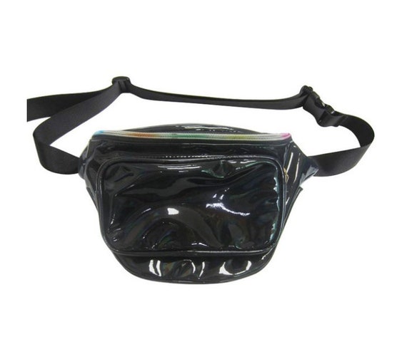 black holographic fanny pack